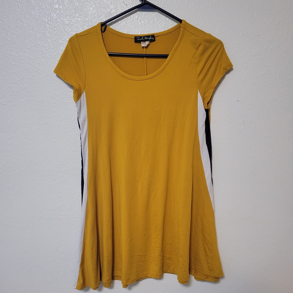 French Atmosphere Women’s Mustard Yellow Short Sleeve Dress